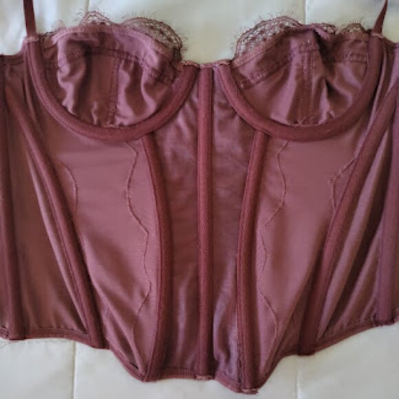 OUT FROM UNDER | Modern Love Chocolate Brown Lace Mesh Sweetheart Corset Urban S - Picture 10 of 15